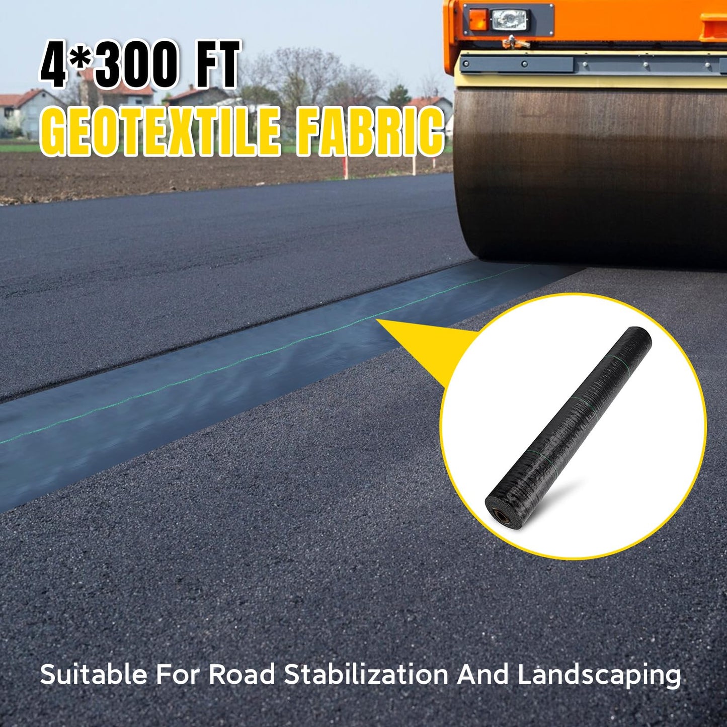 GRASSCLUB 4ft x 300ft Weed Barrier Landscape Fabric Heavy Duty Premium Weed Control Fabric Durable & Eco-Friendly Weed Block Gardening Mat Landscaping Fabric