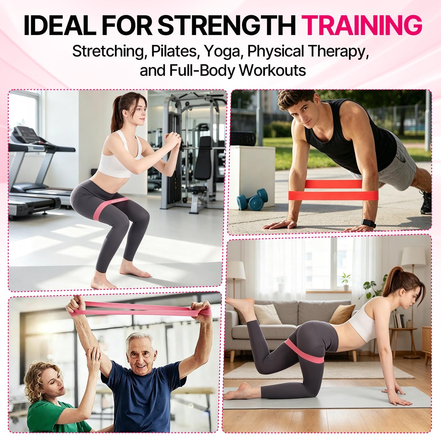 Resistance Loop Exercise Bands Set of 5, 5 Resistance Levels Elastic Workout Bands for Strength Training, Stretching, Yoga, Pilates, Physical Therapy, Home Gym for Men Women, with Guide & Carry Bag