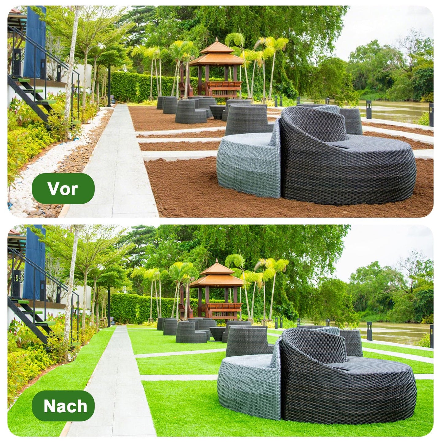Nuanchu Artificial Grass Turf 8ft X 16ft, 128 Square Ft, 0.8" Artificial Grass Rug Extra Large Outdoor Indoor Green Carpet with Drain Holes for Dogs, Patio, Balcony, Backyard