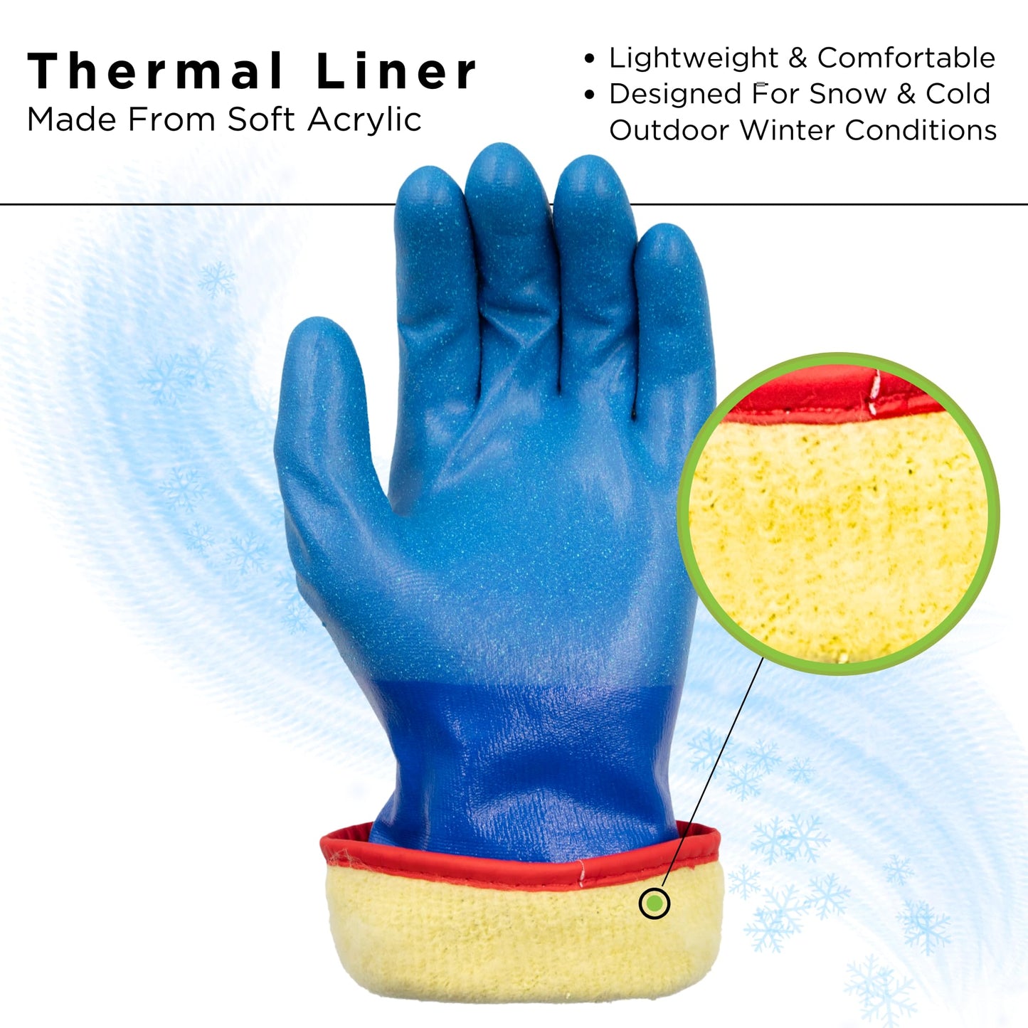 SHOWA TEMRES 282 Waterproof Insulated Winter Work Gloves, Breathable Polyurethane Coating, Thermal Fleece Liner, High-Grip for Hiking, Cold Storage, Ice Fishing, Outdoor Work, Blue, XX-Large, 12 pair