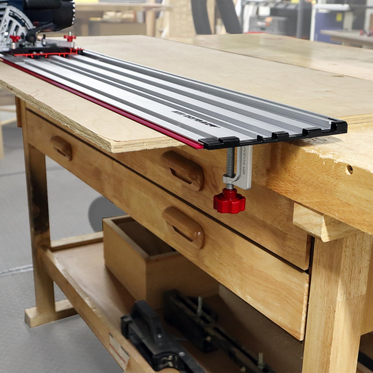 Milescraft 1409 Track Saw Guide - Universal for 7-1/4" Circular Saws, 50" Cutting Range, 2" Depth, Aluminum