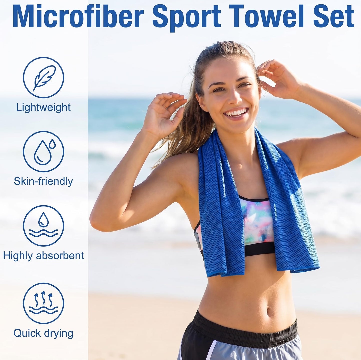 4 Packs Cooling Towels for Neck and Face(40"x 12"), Cool Sweat Towels for Hot Weather, Cooling Rag, Lightweight Soft Breathable Towels for Yoga, Sport, Workout, Running, Gym, Camping, Fitness