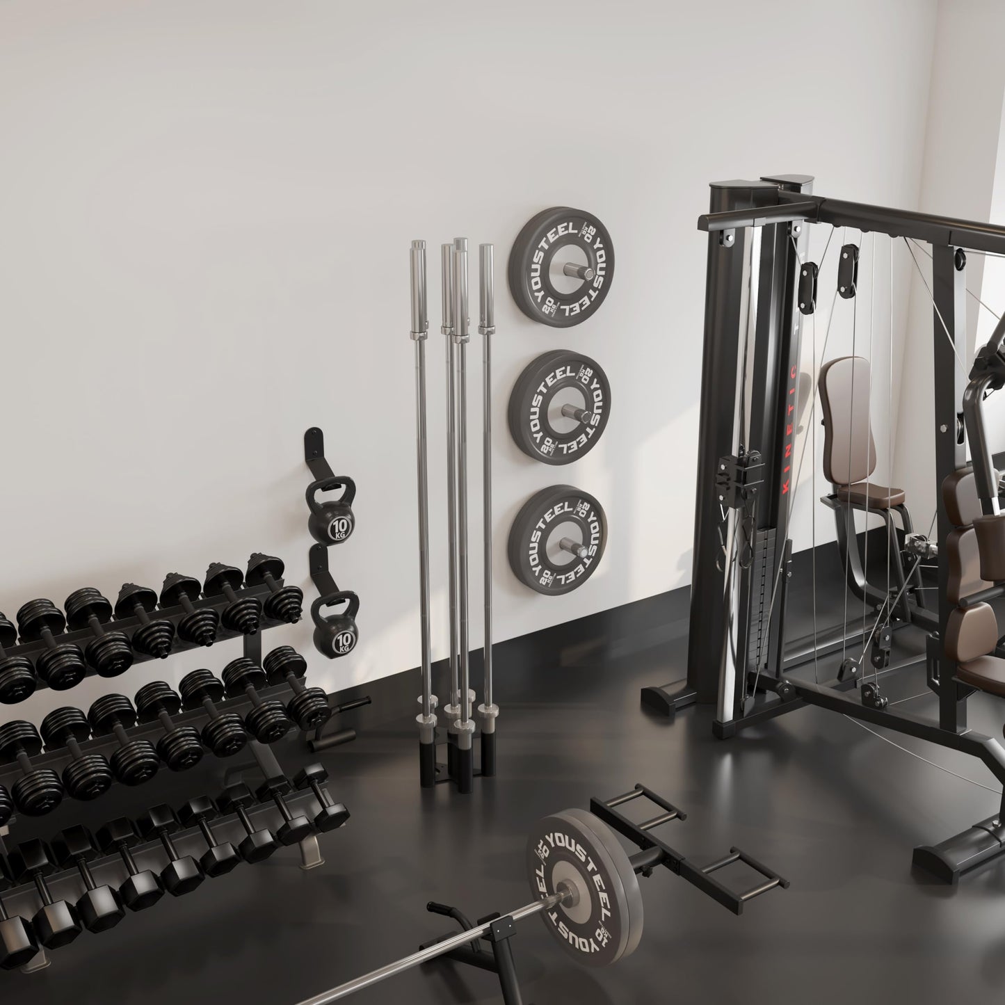 Barbell Rack Stand Vertical Olympic Bar Storage Rack 6 Bars Storage Rack for 2-inch Olympic Bars Dumbbell Handles Triceps Bars Curl Bars