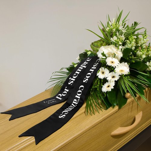 Fanfanwin Funeral Sash - Memorial Wreath Ribbon for Casket | 58x4'' Black - Celebrate Life