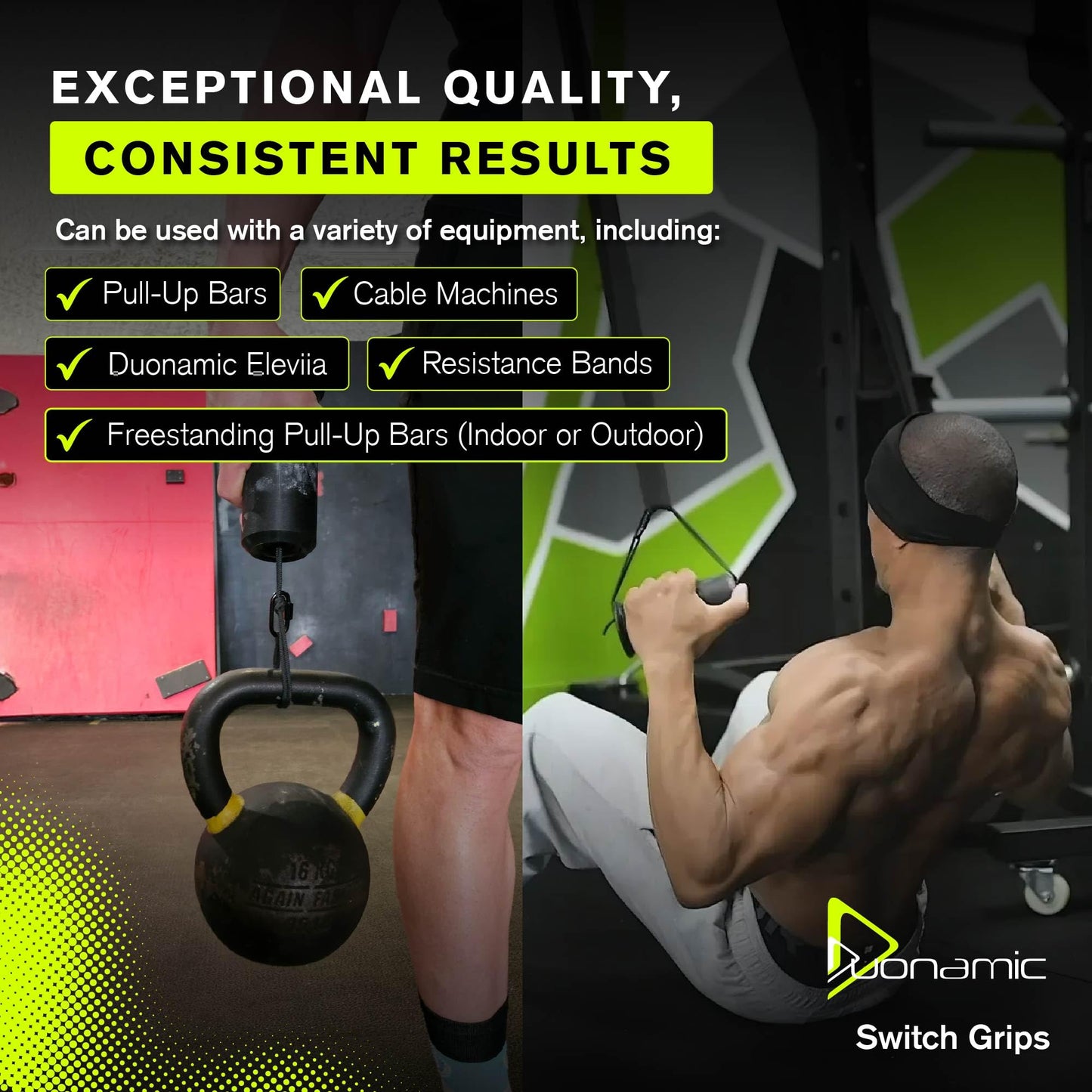 Duonamic Ultimate Switch Grips Package | Complete Grip Strength Training System with Eleviia Handles, Travel Bag & 3 Sizes of Switch Grips | Ideal for Pull-Up Bars, Cable Machines & Resistance Bands | Train Anywhere