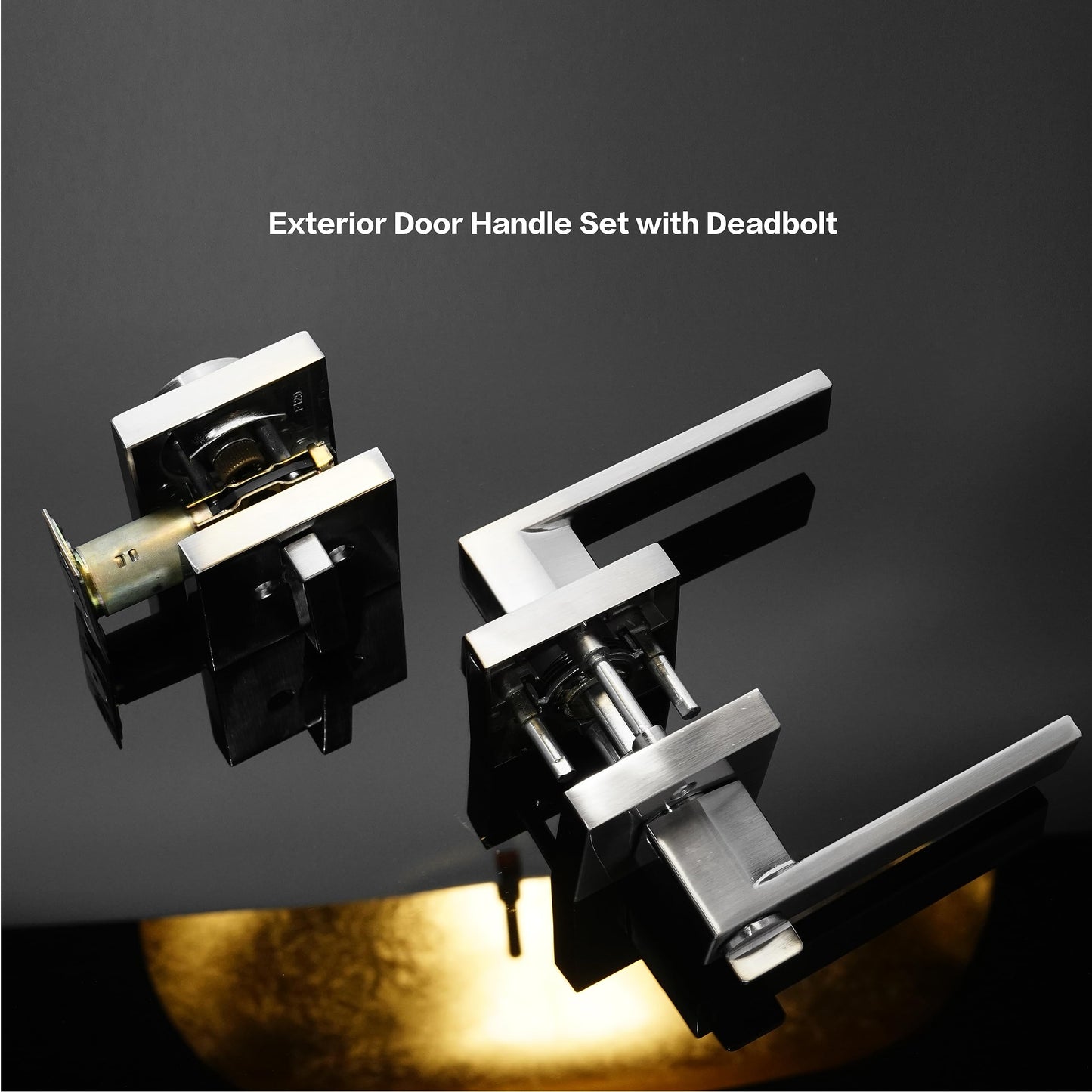 Cielsa Dawn Key Lock Satin Nickel Entry Door Set with Deadbolt Combination Lockset, 4-Piece Set