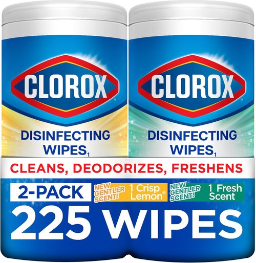 Clorox Disinfecting Cleaning Wipes - Bleach-Free Fresh Lemon Scent | 75 Count, Pack of 2 for Allergy Season