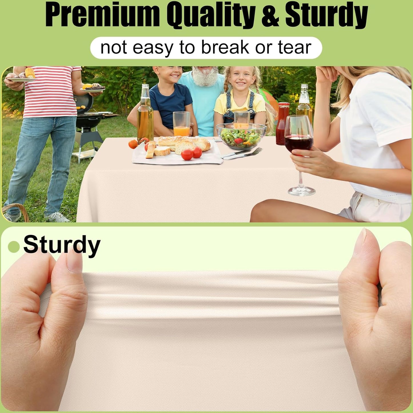 Smiry Disposable Tablecloths - Waterproof 54 x 108 Inch Ivory Rectangle Covers | 6 Pack for Parties
