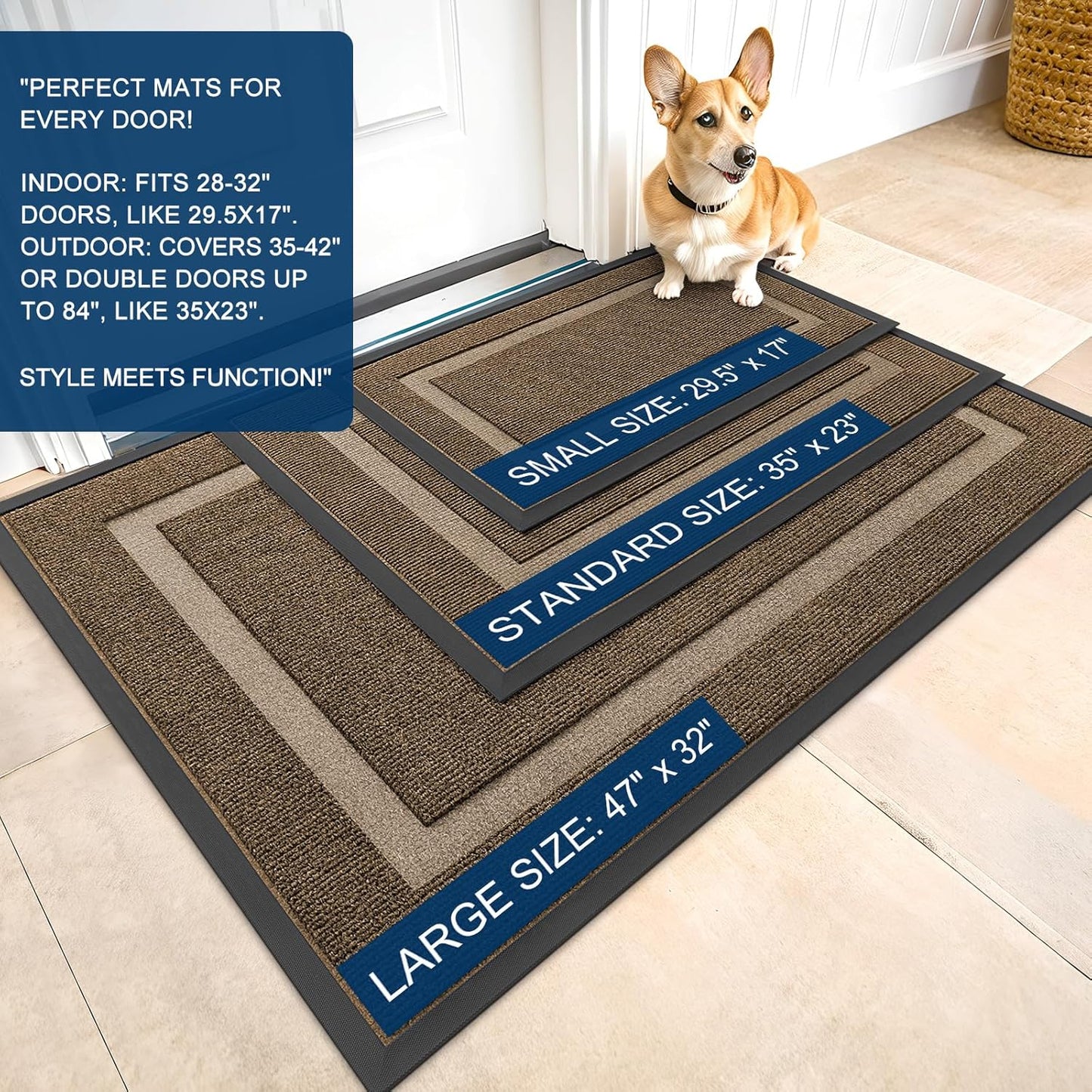 OLANLY Waterproof Front Door Mat | All-Season, Fade Resistant, Easy Clean, 36x24, Brown