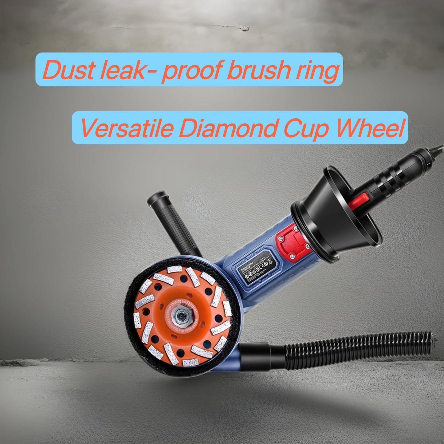 Wohenhao 5 Inch Concrete Planer 1500W with Dust Extraction Shroud and Diamond Cup Wheel, Floor Carpet Vinyl & Tile Adhesive Removal Machine
