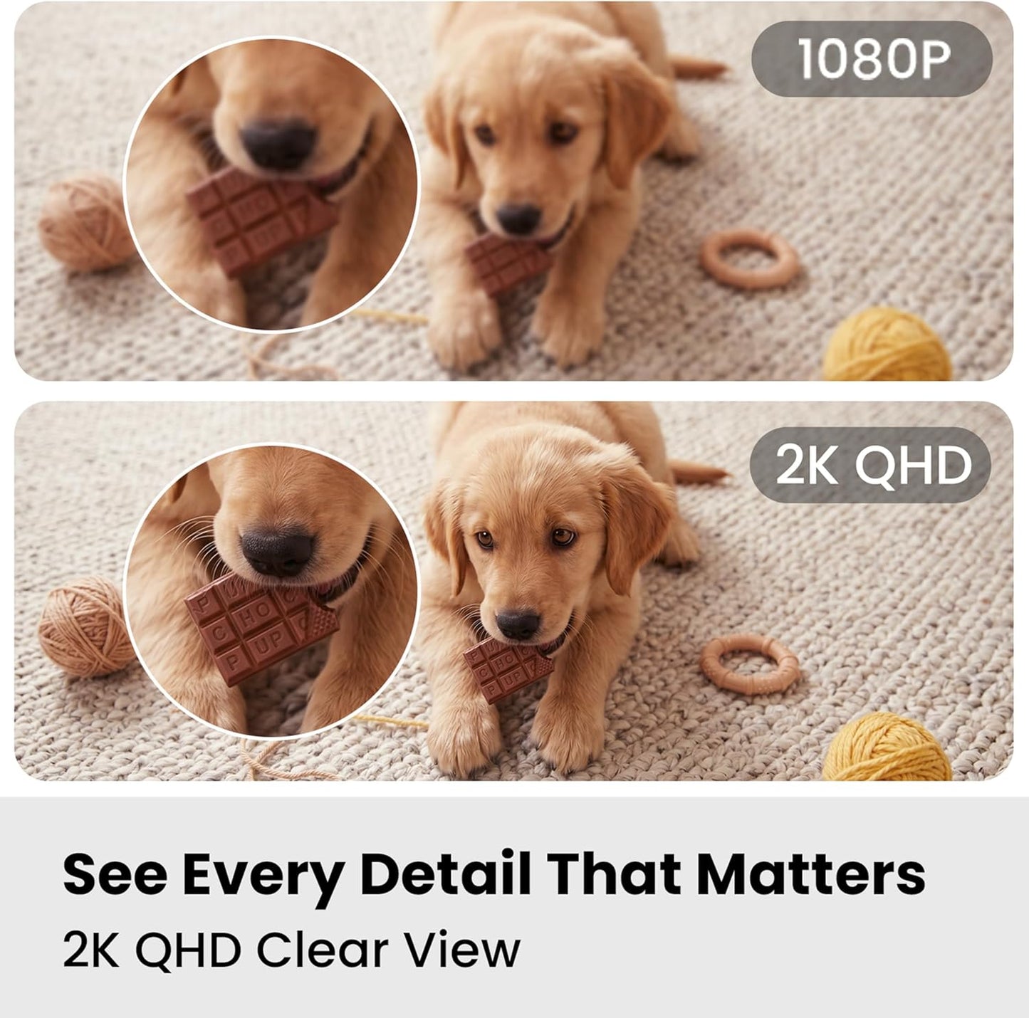 woomo 2K 2-Way Setup 2.4G Indoor Camera for Pet & Baby Monitoring, Clear View, Motion Alerts & Night Vision, Audio