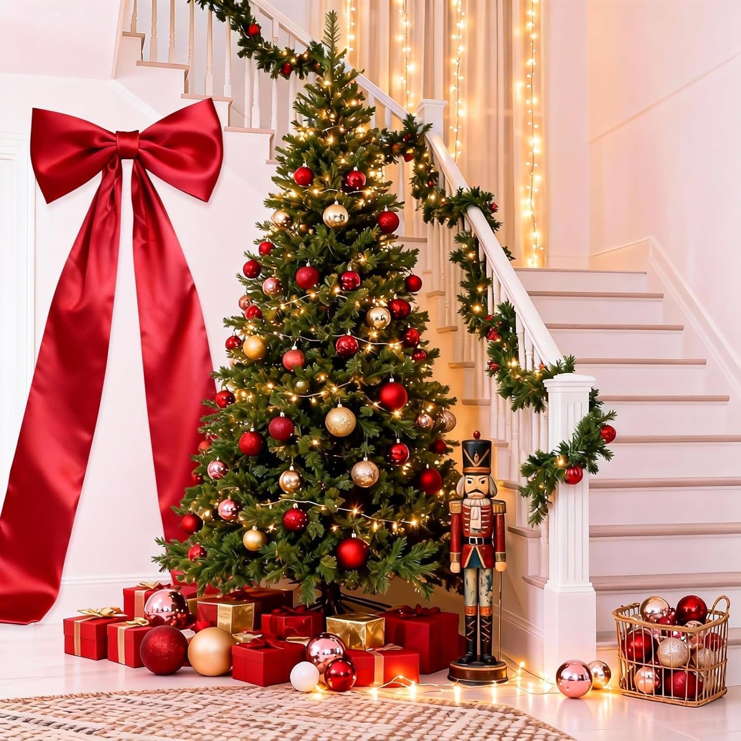 Skiennix Extra Long Satin Red Bow - 70x20 Inch Wall Decor for Valentine's Day & Weddings