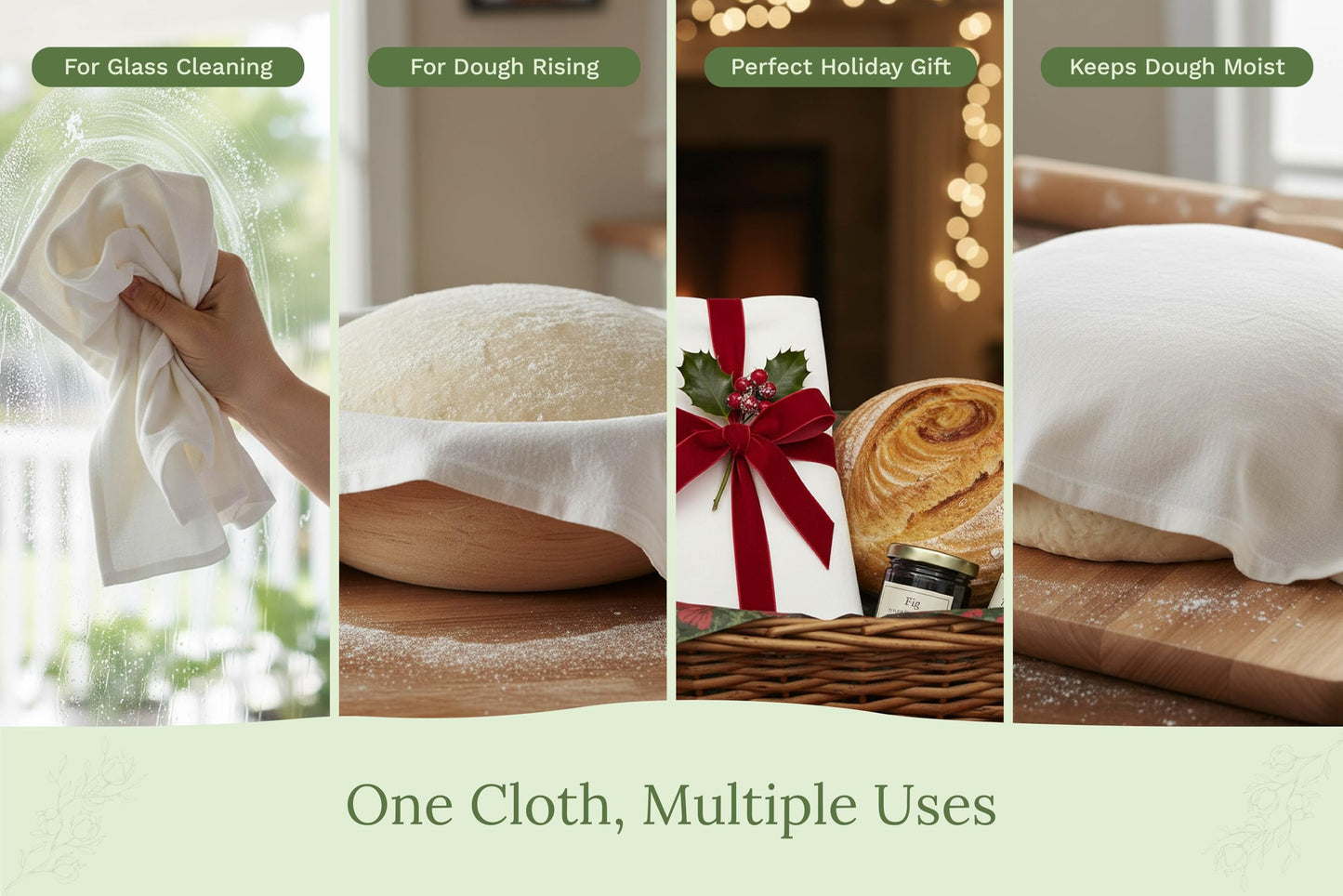 Bread Towels for Proofing Cover - 100% Organic Cotton Bread Cloth for Rising - Breathable Tea Towel for Bread Making - Unbleached Baking Towels - Bread Basket Cloth Napkin - 27"x27" (Natural - 5 Pack)