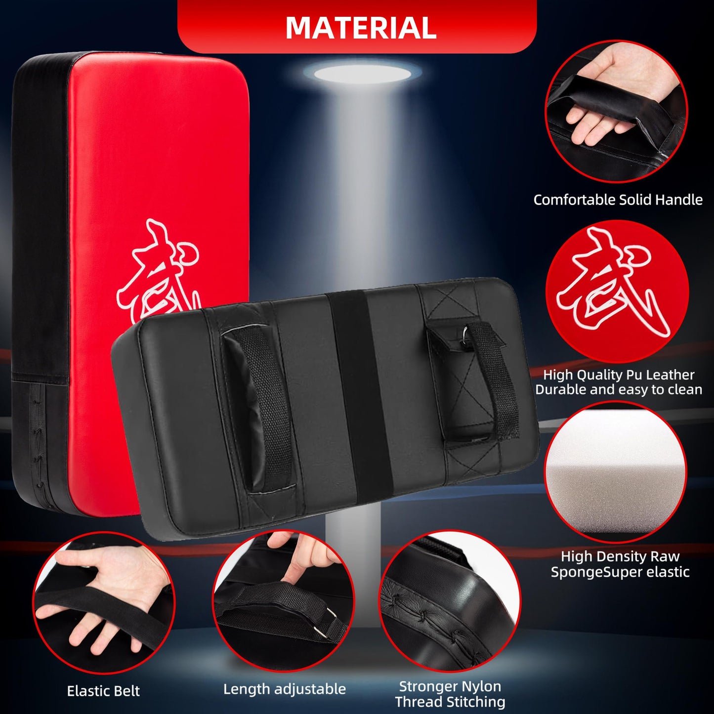 4-in-1 Kids Boxing Pads Gloves Kick Punching Mitts Set, Leather Hand Target Focus Pads, MMA Muay Thai Pads for Kicking Taekwondo Karate Kickboxing, Youth Boxing Training Sparring Gear Equipment