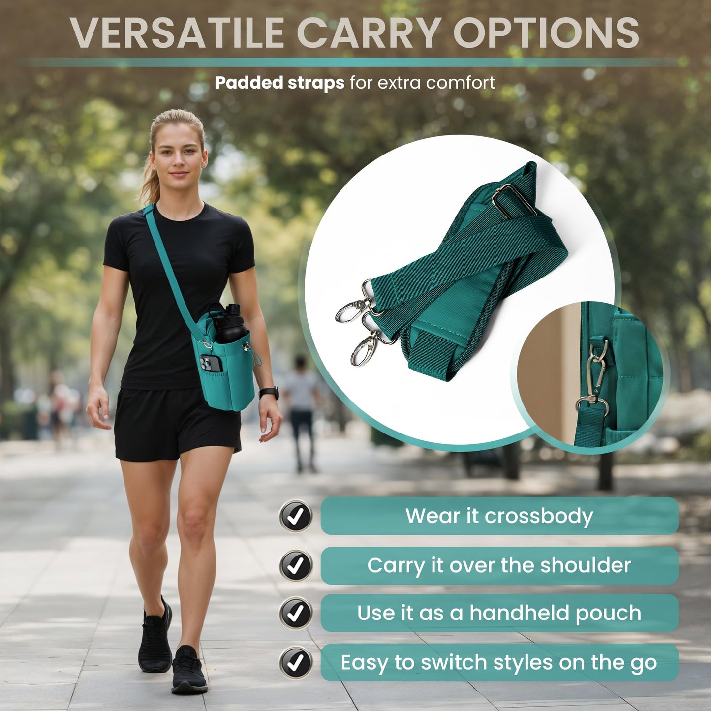 ABZZZ Magnetic Gym Bag Magnetic Water Bottle Holder For Gym Water Bottle Holder With Magnet Pocket For Phone Keys Shaker Wallet Crossbody Workout Golf Cart Men Women