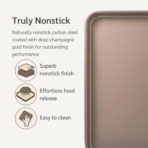 HAPPIELS Nonstick Baking Sheet Set of 2 - PFOA & BPA Free Carbon Steel Cookie Sheets | 15x10 Inch Jelly Roll Pans