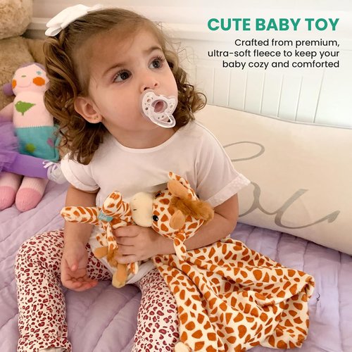 Giraffe Security Blanket - Ultra-Soft Sensory Comfort Lovey for Babies | Breathable & Machine Washable