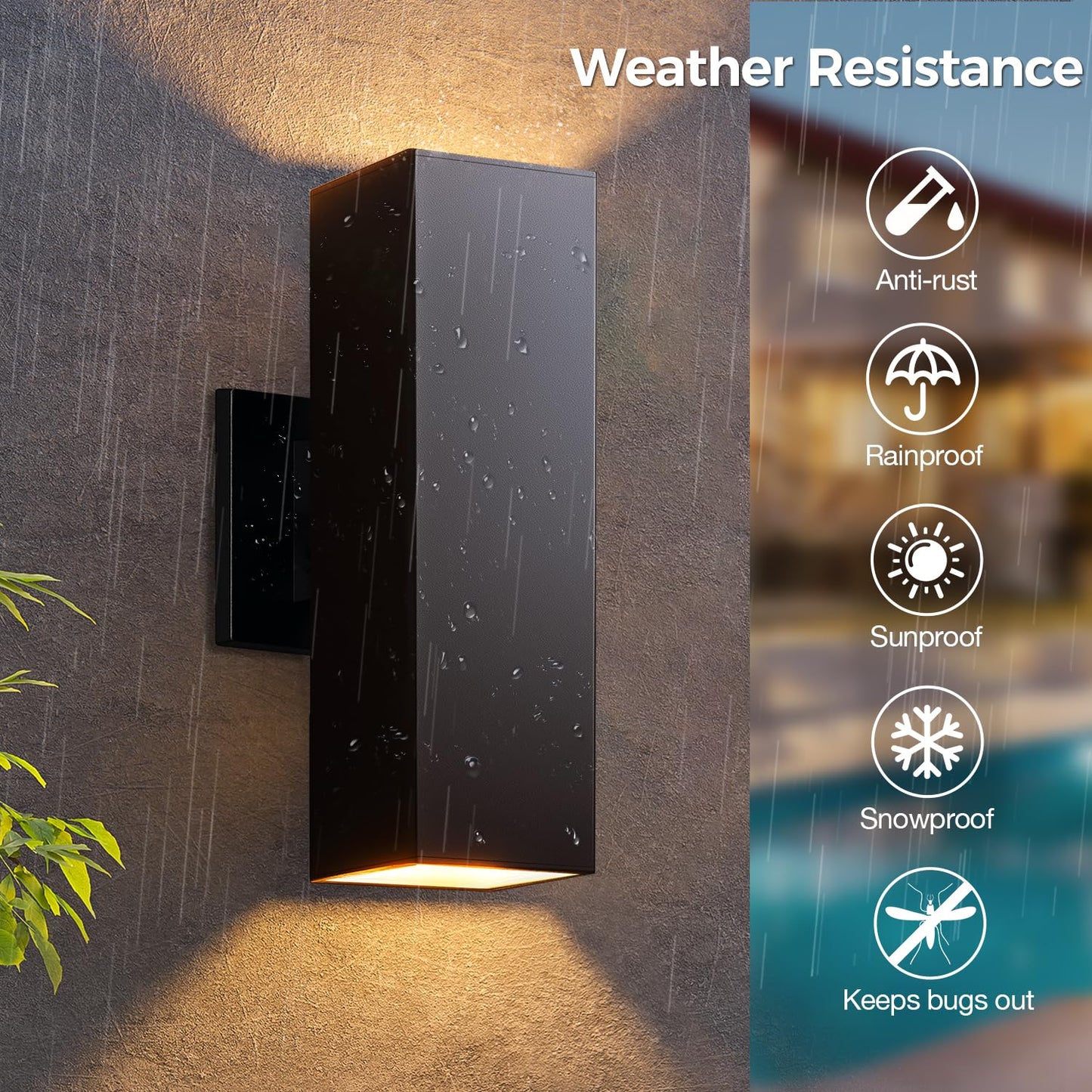 KIZON Outdoor Wall Lights, Dusk to Dawn Sensor, 2 Pack, Aluminum, Oil Rubbed Bronze Finish, Model K213