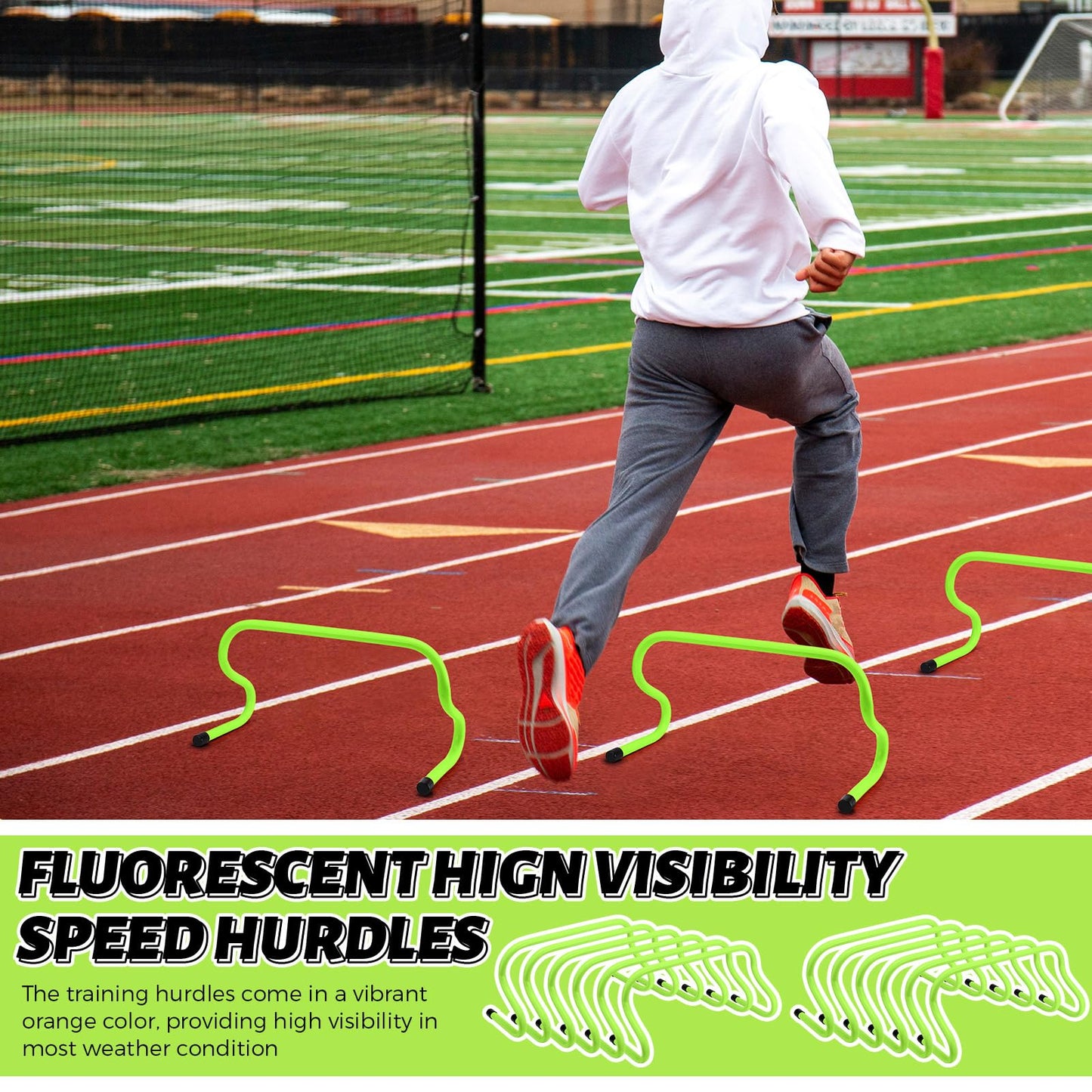 Wettarn 12 Pcs 9 Speed Training Agility Hurdles for Athletes Reliable Training Hurdle Plyometric All Purpose Practice Equipment for Soccer Basketball Football(Green)