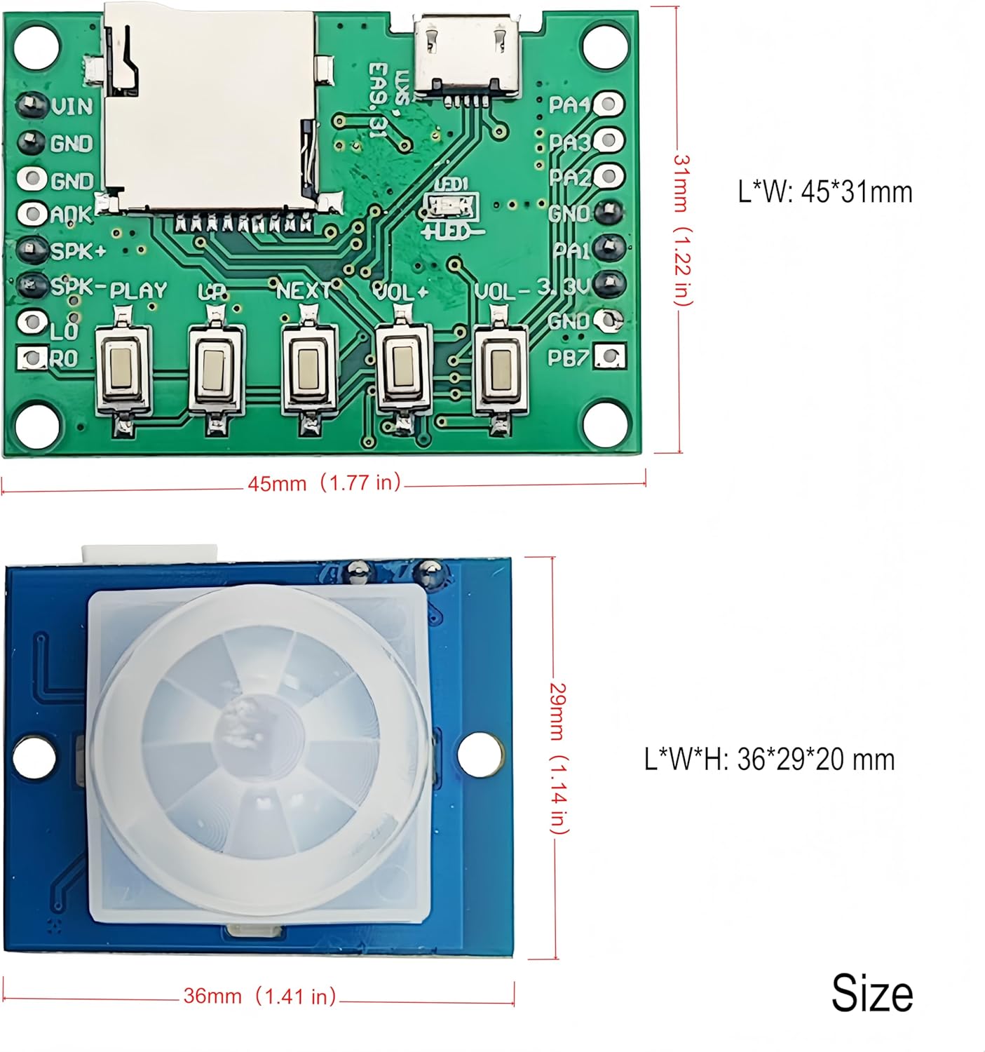 Yuuhseel MP3 Music Voice Recording Audio Module Kit DIY Welcomer Sound Recording Board with Speaker and PIR Motion