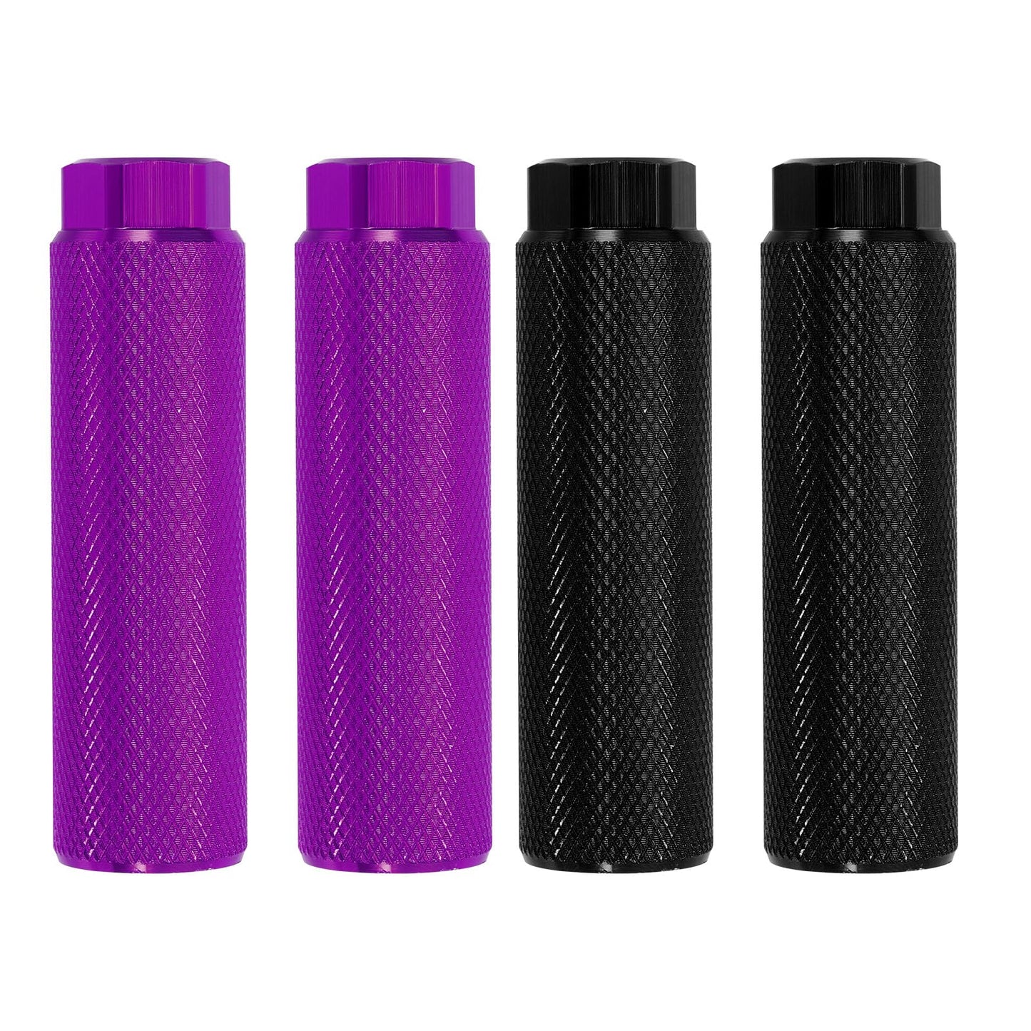 PATIKIL Bike Pegs Fit 3/8 Inch Axles, 4 Pack Aluminum Alloy Anti-Skid Lead Foot Small Bicycle Peg Back Seat Stands for BMX Mountain Dirt Bike Cycling Rear, Purple/Black