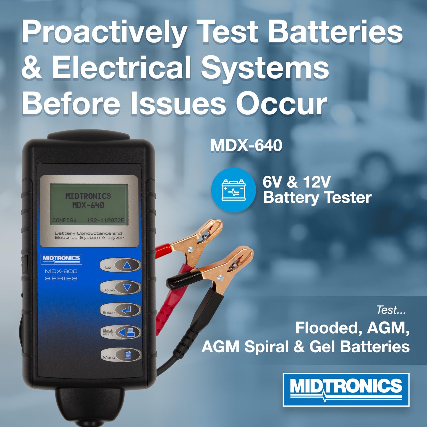 Midtronics MDX 640-6V & 12V Digital Battery Conductance & Electrical System Analyzer Battery Tester - Testing for Automotive, Motorcycle & More