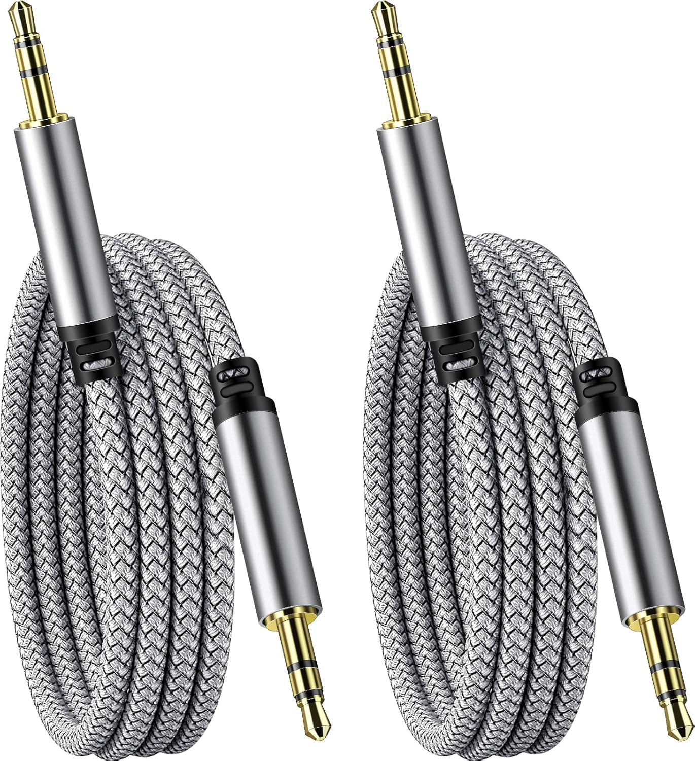 SAISN 3.5mm 2 Pack 3ft Audio Aux Cable - Nylon Braided Hi-Fi Stereo Audio TRS Cable for Car Home Stereos, Headphones