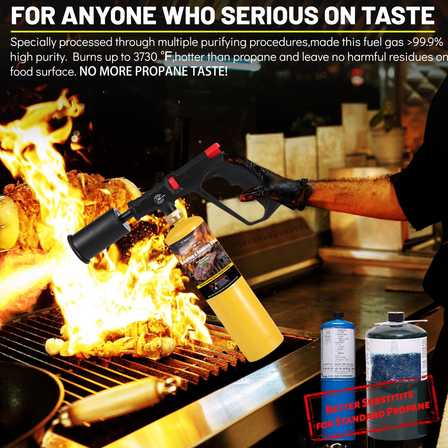 KookCook 14.1oz MAPP Gas 12 Packs Kit 99.99% High Purity Equal to MAP Gas Hotter than Propane No Odor Cooking Searing Camping Gas to Broil Sous Vide for Welding Brazing Soldering Propane Torch Head