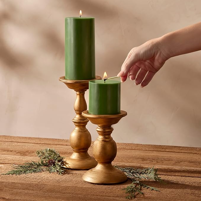 Thymes Frasier Fir Scented Candles for Home Decor - Green Pillar Candles for Women & Men - Place on Candle Holder - Luxury Home Fragrance Gifts - Large (3" x 6" Pillar)