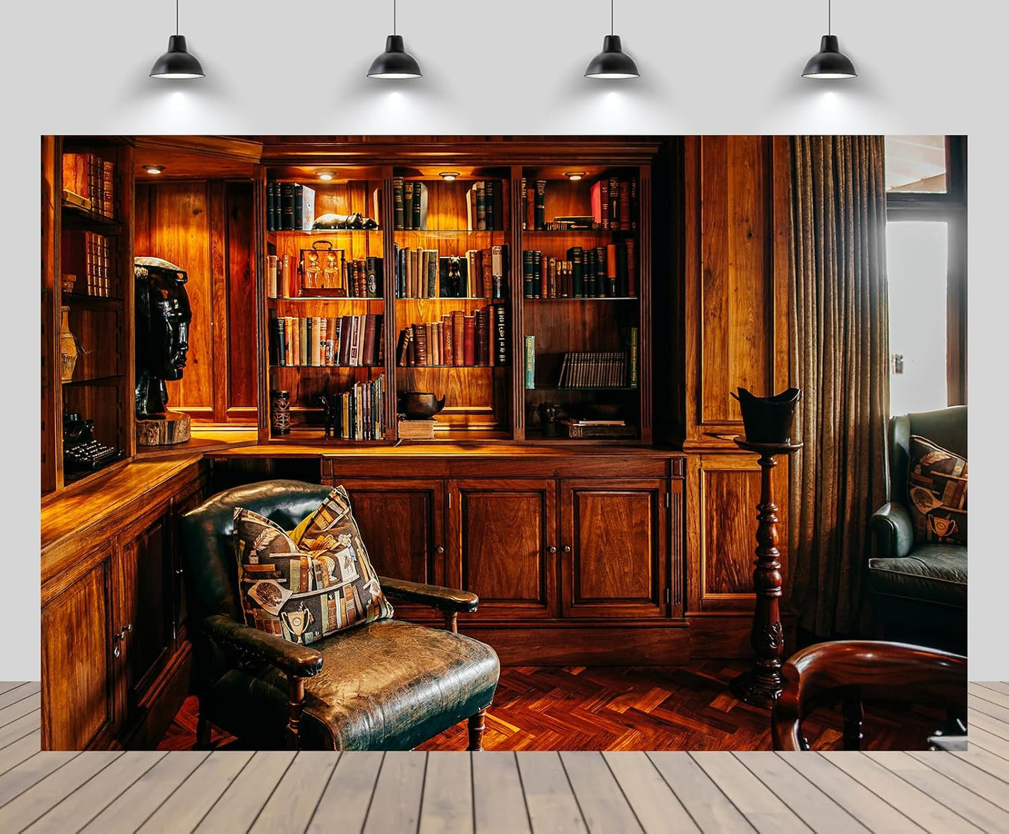 CHNYWORK 5ftx3ft Vintage Luxury Library Bookshelf Backdrop Antique Books Wooden Shelves Reading Room Interior
