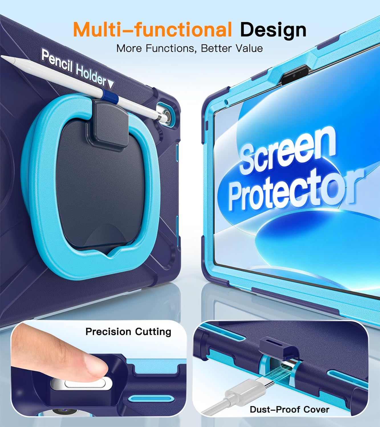 BATYUE (A16) 11th/10th 11''/10.9'' 2025/2022 360 180 Case for iPad Gen - Heavy Duty Shockproof Cover with Rotating