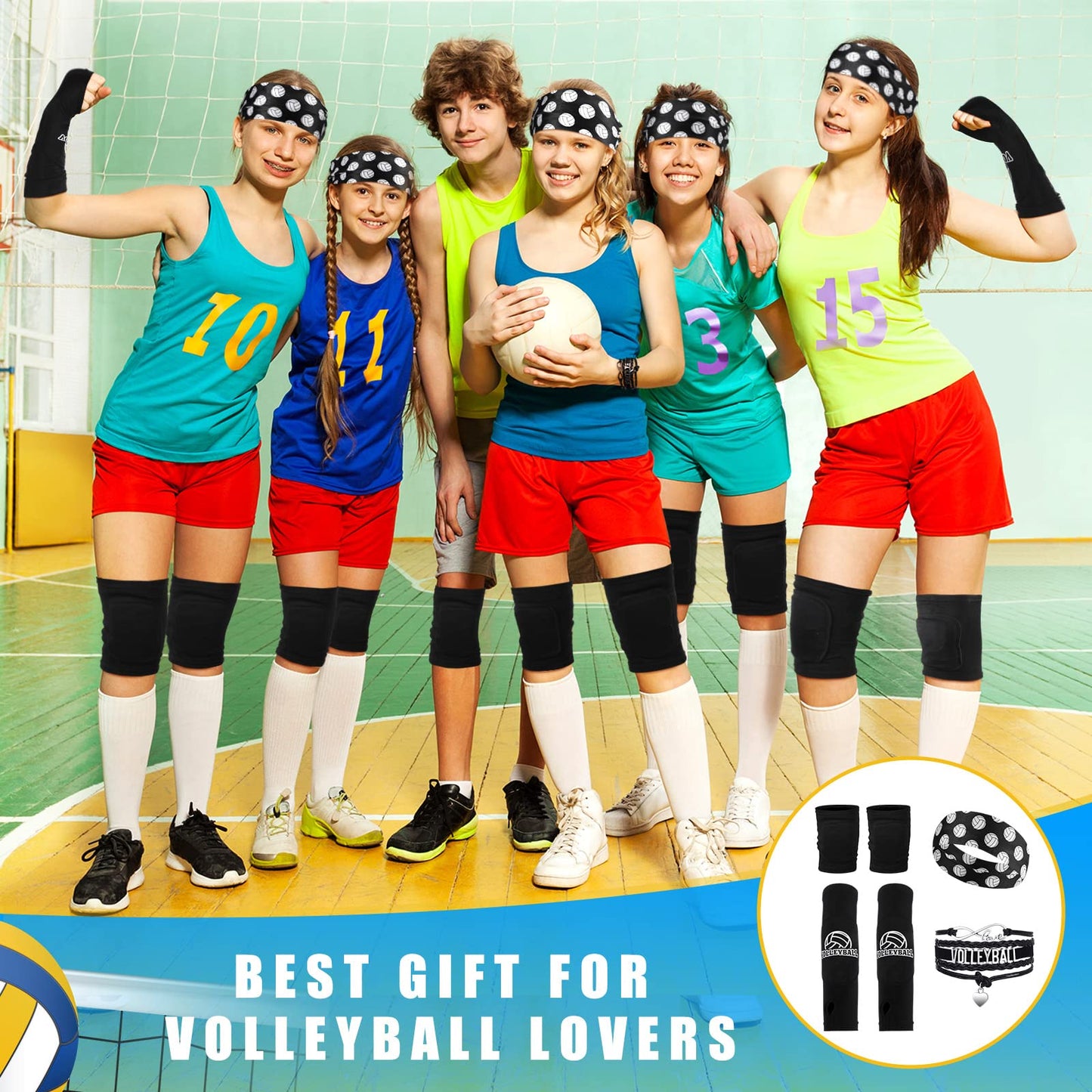 Honoson 7 Pcs Volleyball Training Equipment Aid Volleyball Serving Trainer Kit Gifts for Beginners (Black, Boys)