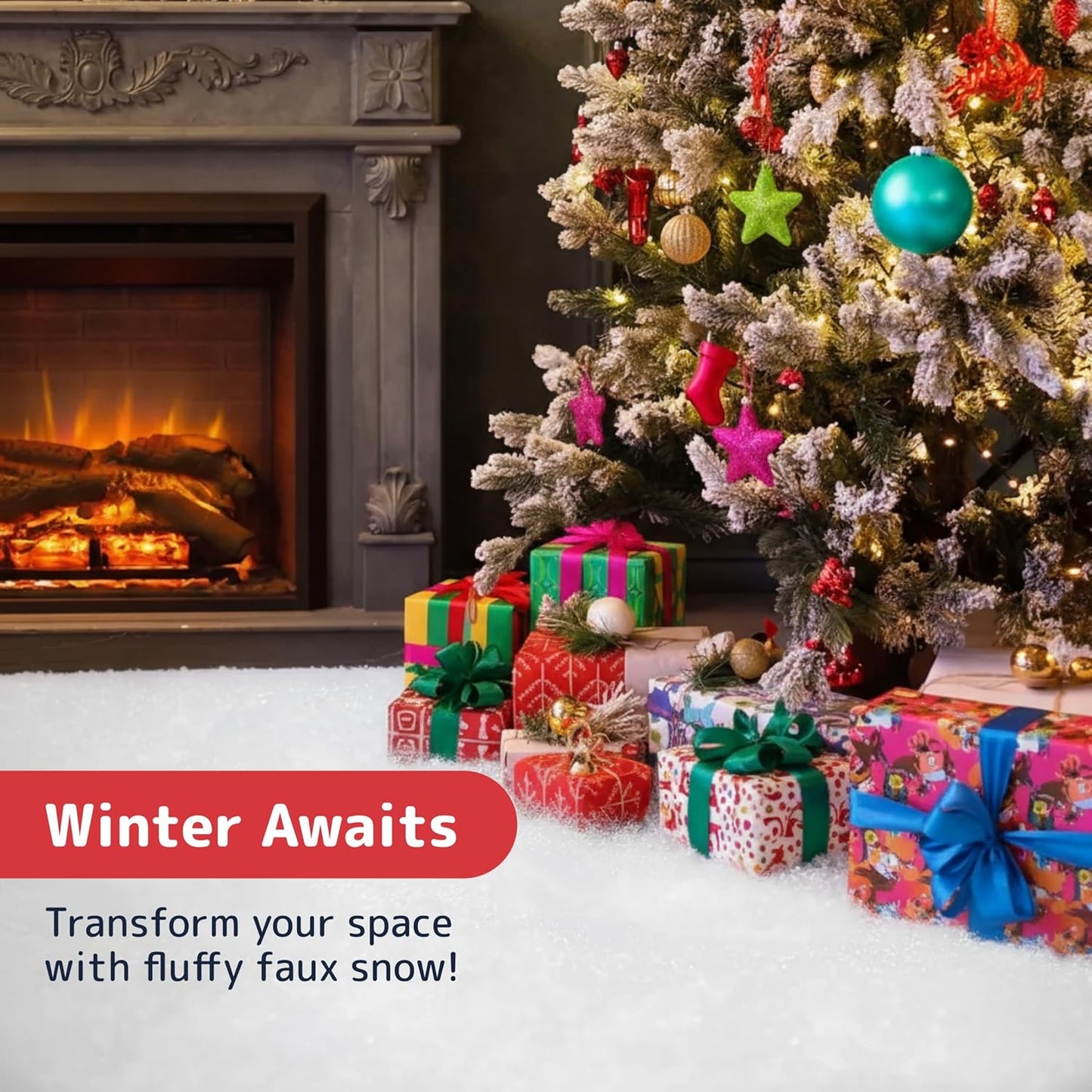 Pretex Artificial Snow Roll - Large Fluff for Christmas Village Displays | 94"x31" Thick White Blanket for Holiday Décor