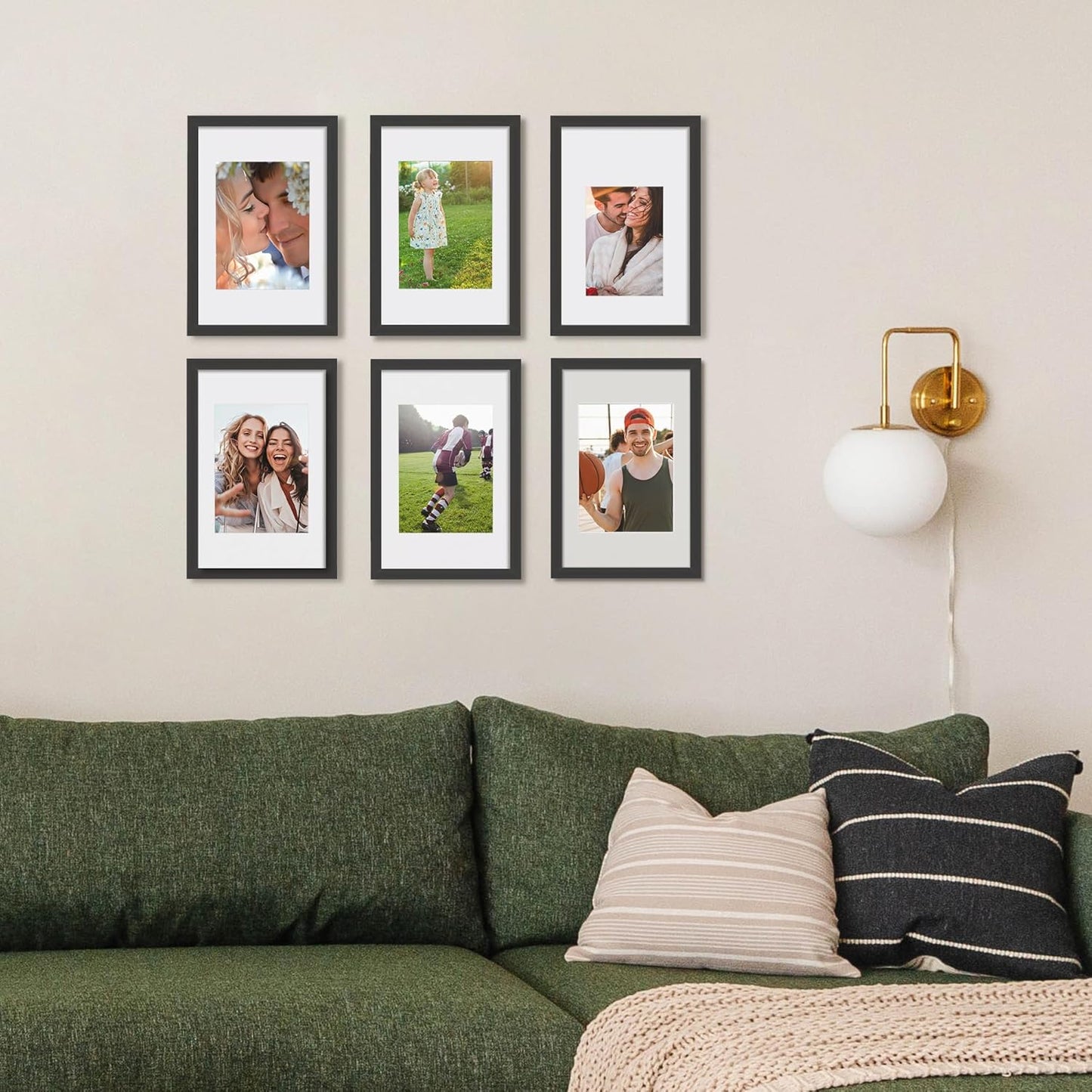 Upsimples 8x12 Picture Frame Set of 5 - Versatile Wall Gallery Frames for 6x8 or 8x12 Photos - Black