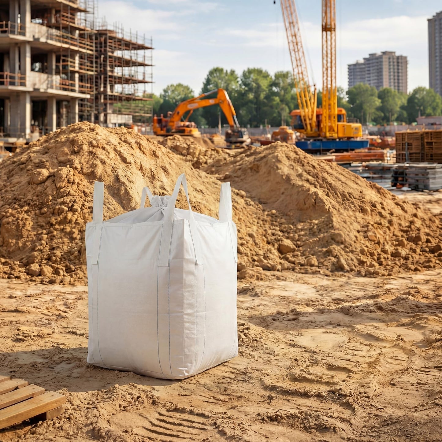Aliceset 2 Pcs FIBC Sack Bag Bulk 1.5 Ton Bag 3300lbs SWL 35"L x 35"W x 43"H Heavy Duty Large Sand Sacks with Duffle Bottom Handle Polypropylene for Industrial Agriculture Transport Construction