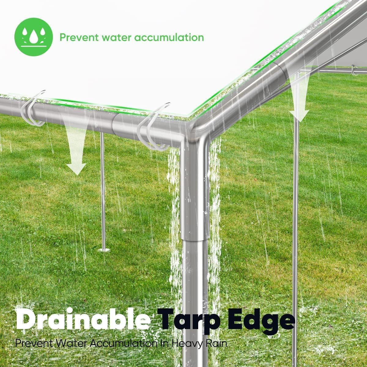 Quictent 10x20 ft Heavy Duty Car Canopy Galvanized Frame Carport Outdoor Party Tent Boat Shelter with 3 Reinforced Steel Cables - White