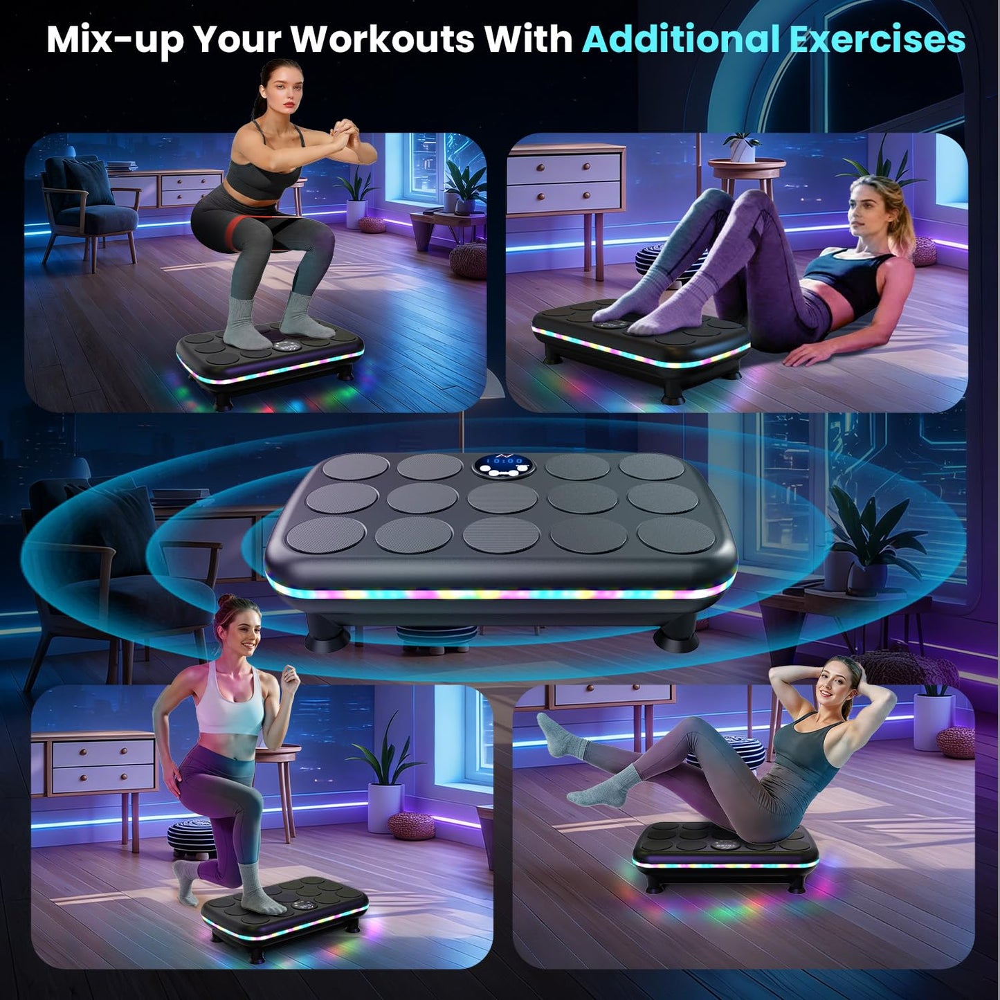 AXV Vibration Plate Fitness Platform Exercise Machine Vibrating Shaking Full Body Shaker Workout Vibrate Stand Shake Board Sport for Weight Loss Fat Burner for Gym Home Office