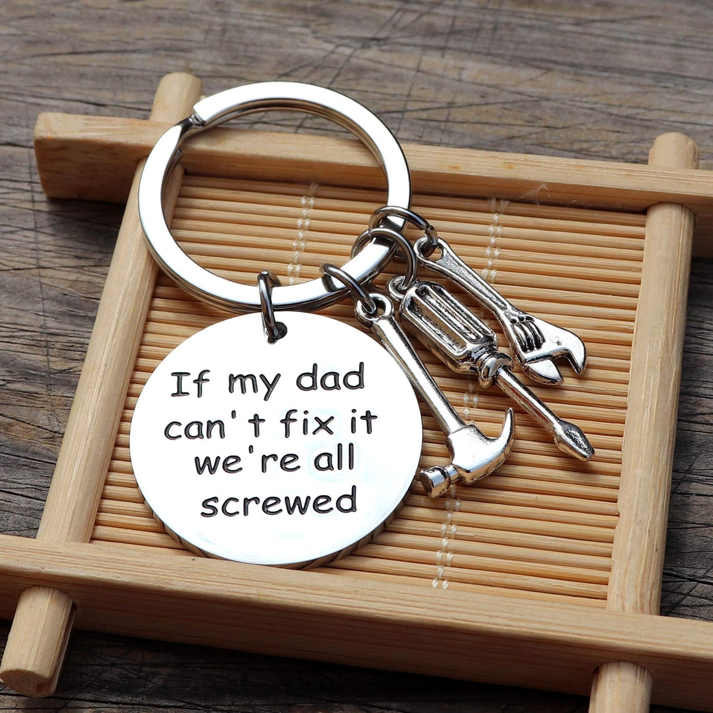 XGAKWD Dad Papa Funny Keychain Gift for Fathers Day, If My Dad Can't Fix It We're All Screwed, Christmas Birthday Key Chain for Father