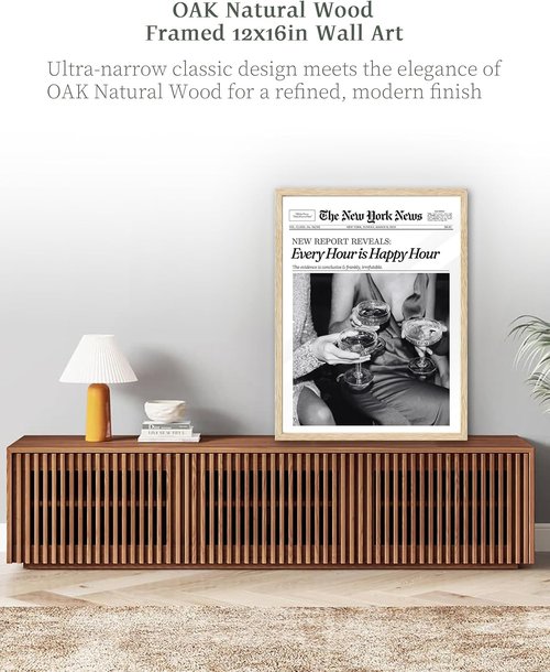 iHery Black Wall Art Print - Trendy Happy Hour New York Design | 12x16in Unframed Canvas for Home Décor