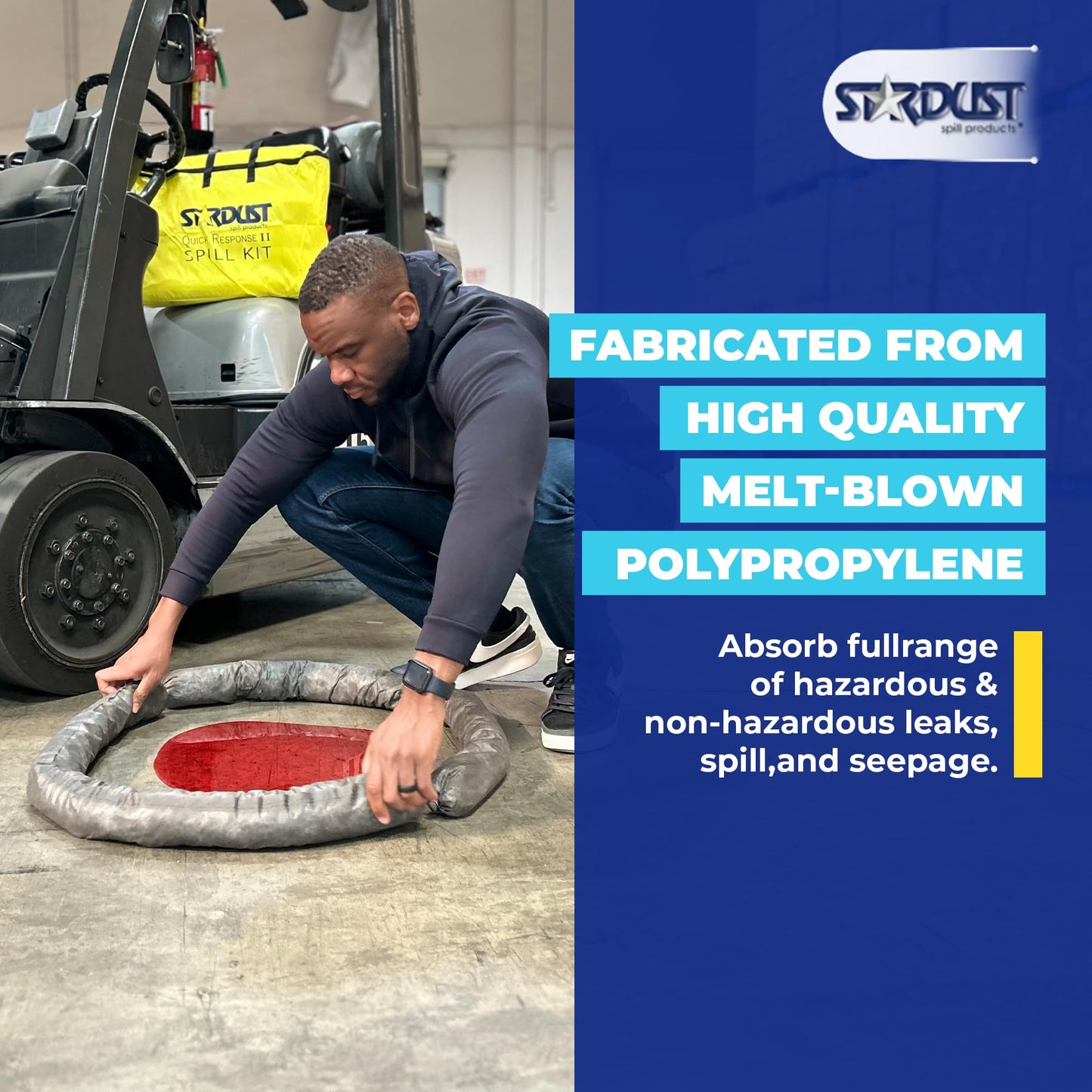 Stardust Spill Products Universal Spill Kit – OSHA Compliant Solution for Vehicles, Industrial, & Restaurant Use, Emergency Response Chemical, Water, & Bodily Fluid Cleanup, 12-Pack