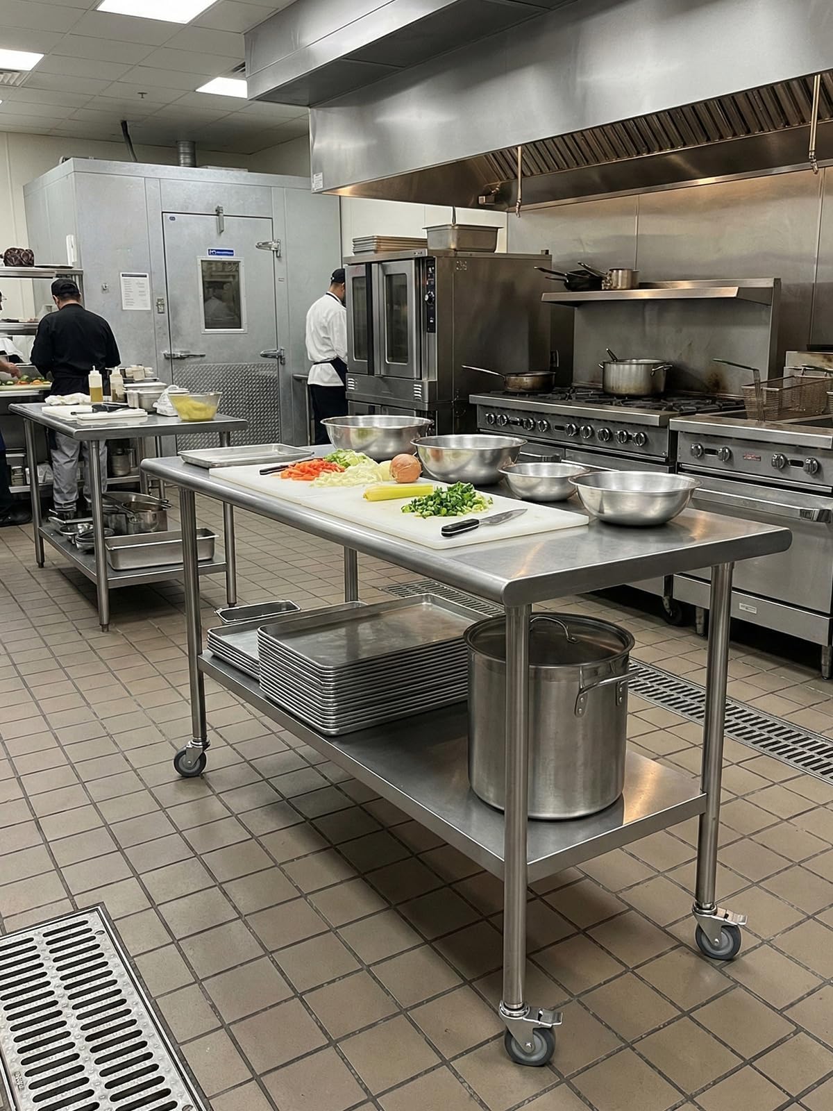Atelicf All-Stainless Steel Prep Table, 24 X 48 Inches, with Casters and Adjustable Undershelf, Heavy-Duty Build for Outdoor Use,Restaurants,Hotels,Workshops,Kitchens,Gardens, and Garages