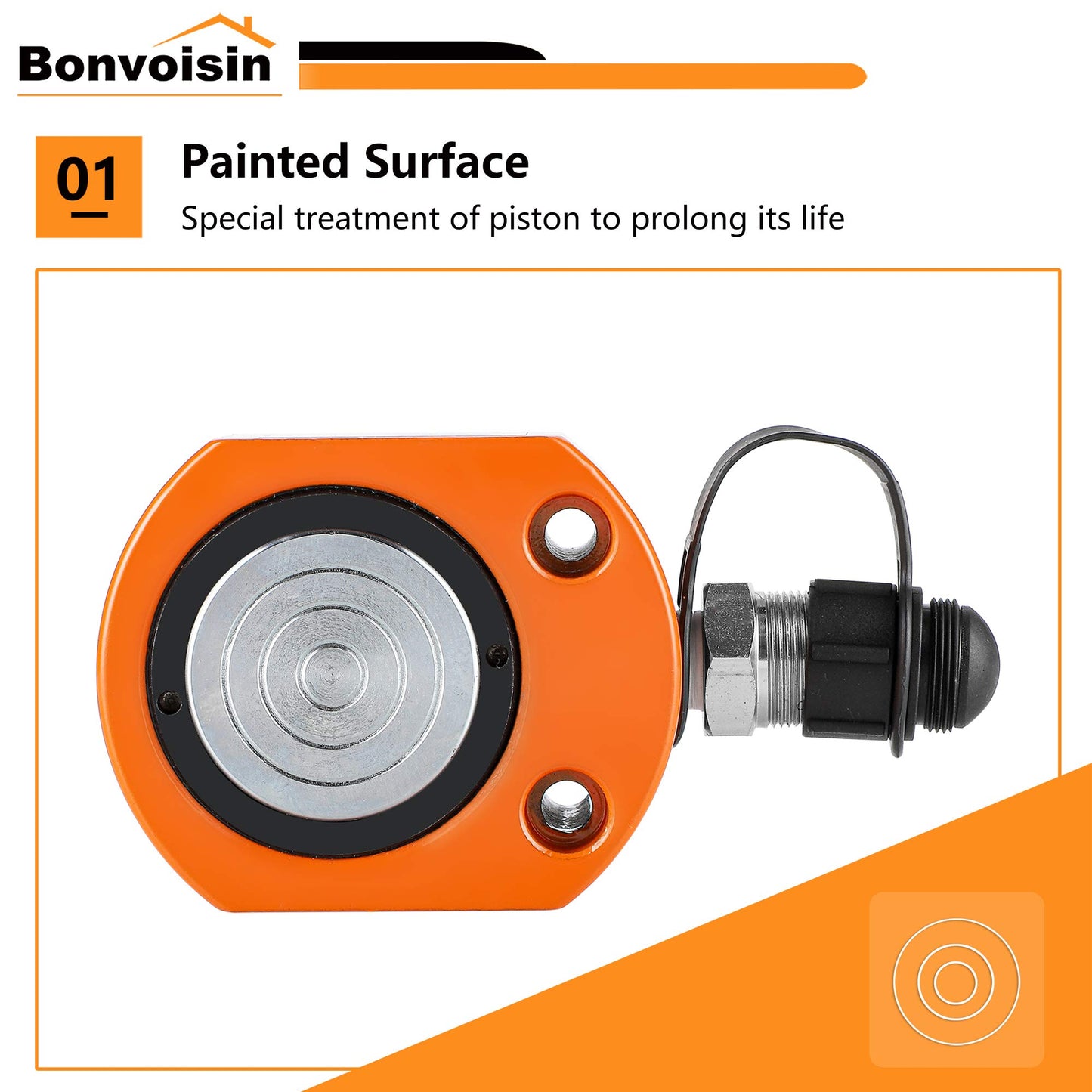 Bonvoisin 20T Hydraulic Ram Cylinder Jack Low Profile Porta Power Ram 0.55" Stroke Single-acting Mini Jack Ram with CP-180 Hydraulic Hand Pump for Machinery Shipbuilding
