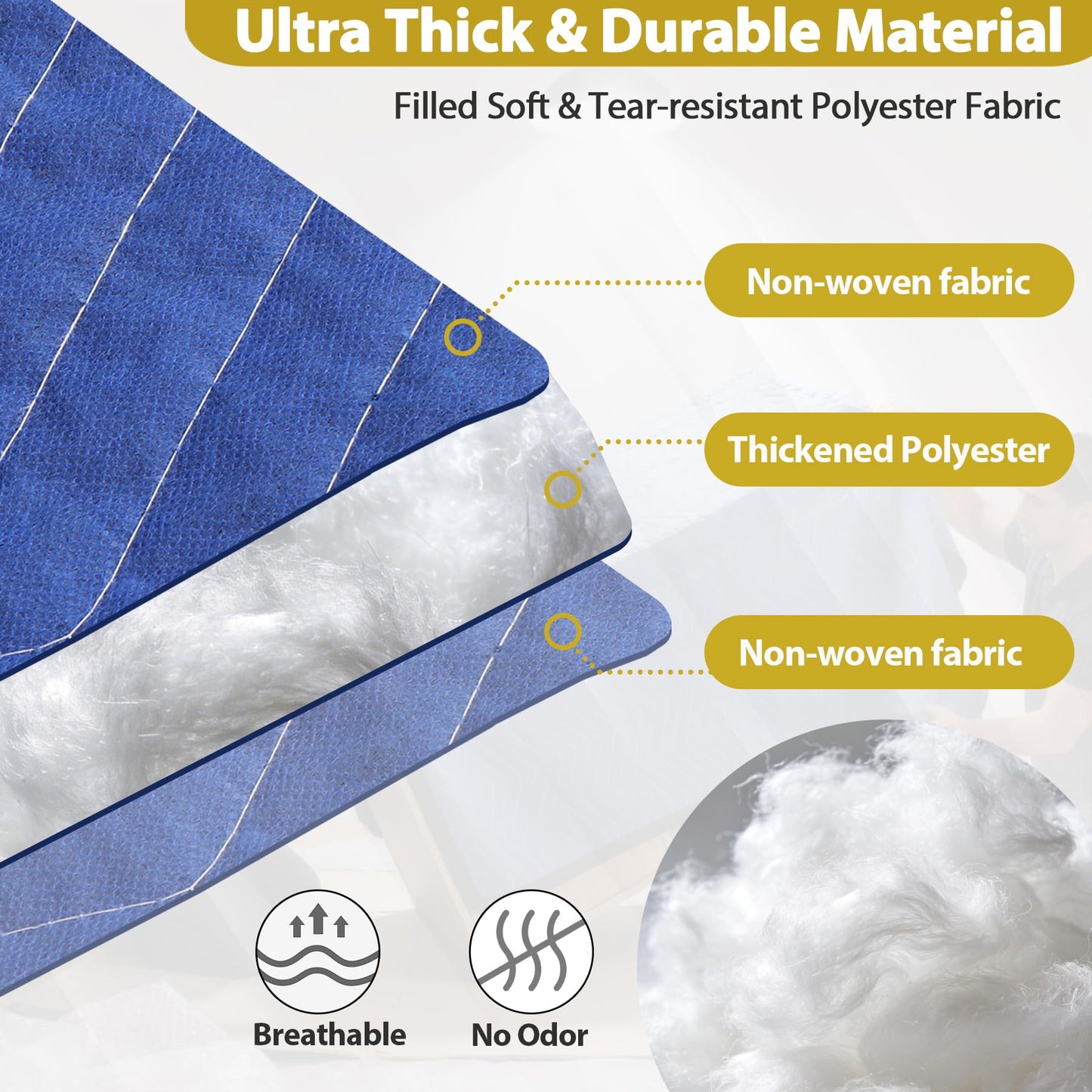 12 Moving Packing Blankets 80 x 72 Inches (65 lb/Dozen) Heavy Duty Moving Pads for Protecting Furniture Pro Quilted Shipping Furniture Pads (Blue 12PCS)