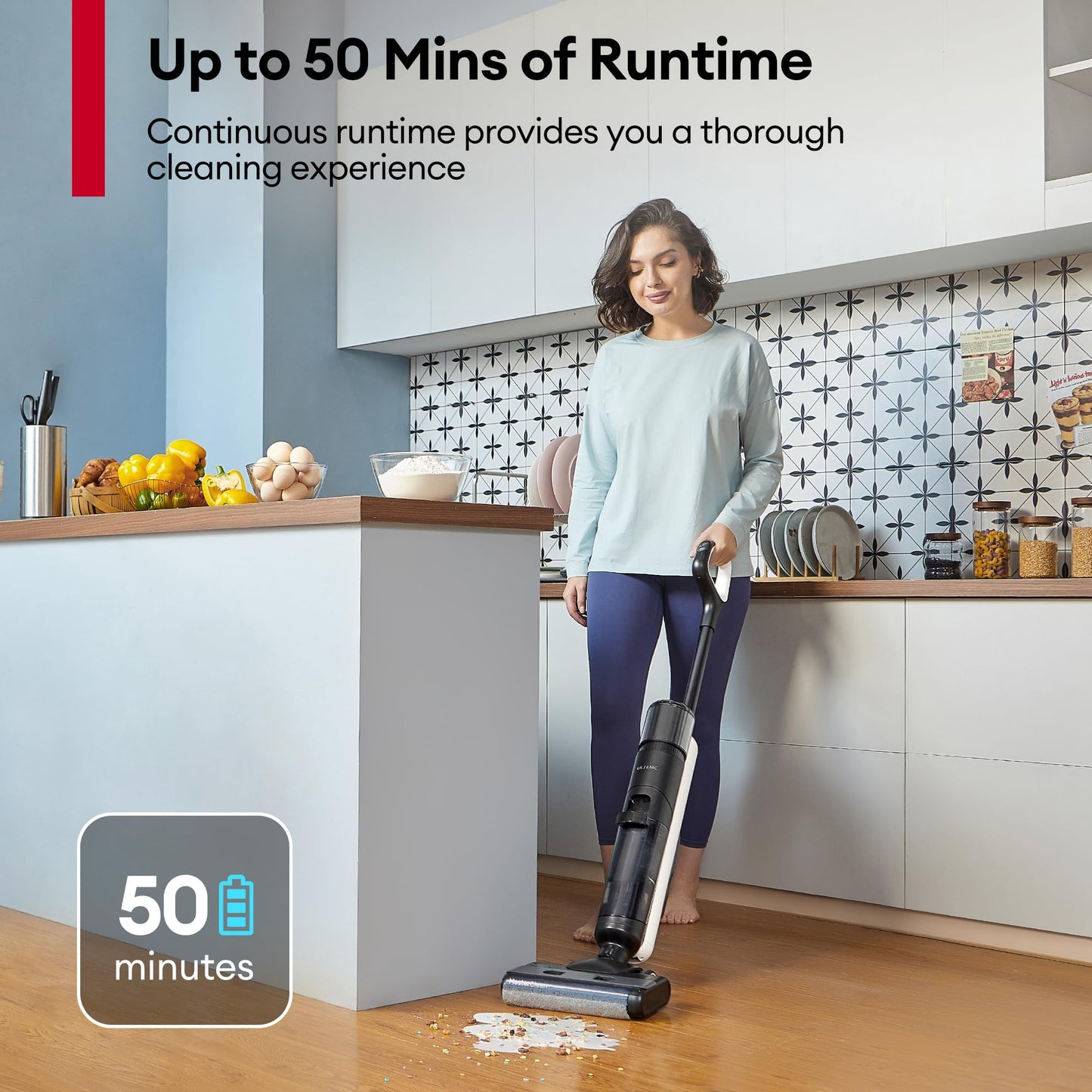 Ultenic Wet Dry Vacuum Cleaner, Cordless Vacuum Mop Combo with Self-Cleaning, 50min Runtime, Smart Mess Detection, Edge Cleaning, LED Display, 3-in-1 Floor Cleaner Machine for Hard Floor, AC1 Elite