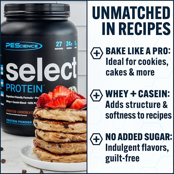 PEScience Select Protein Powder, Whey and Casein Blend, Clean Protein Powder for Women and Men, Low Calorie, Low Carb, Keto Friendly, Gluten Free - Frosted Chocolate Cupcake - 27 Servings