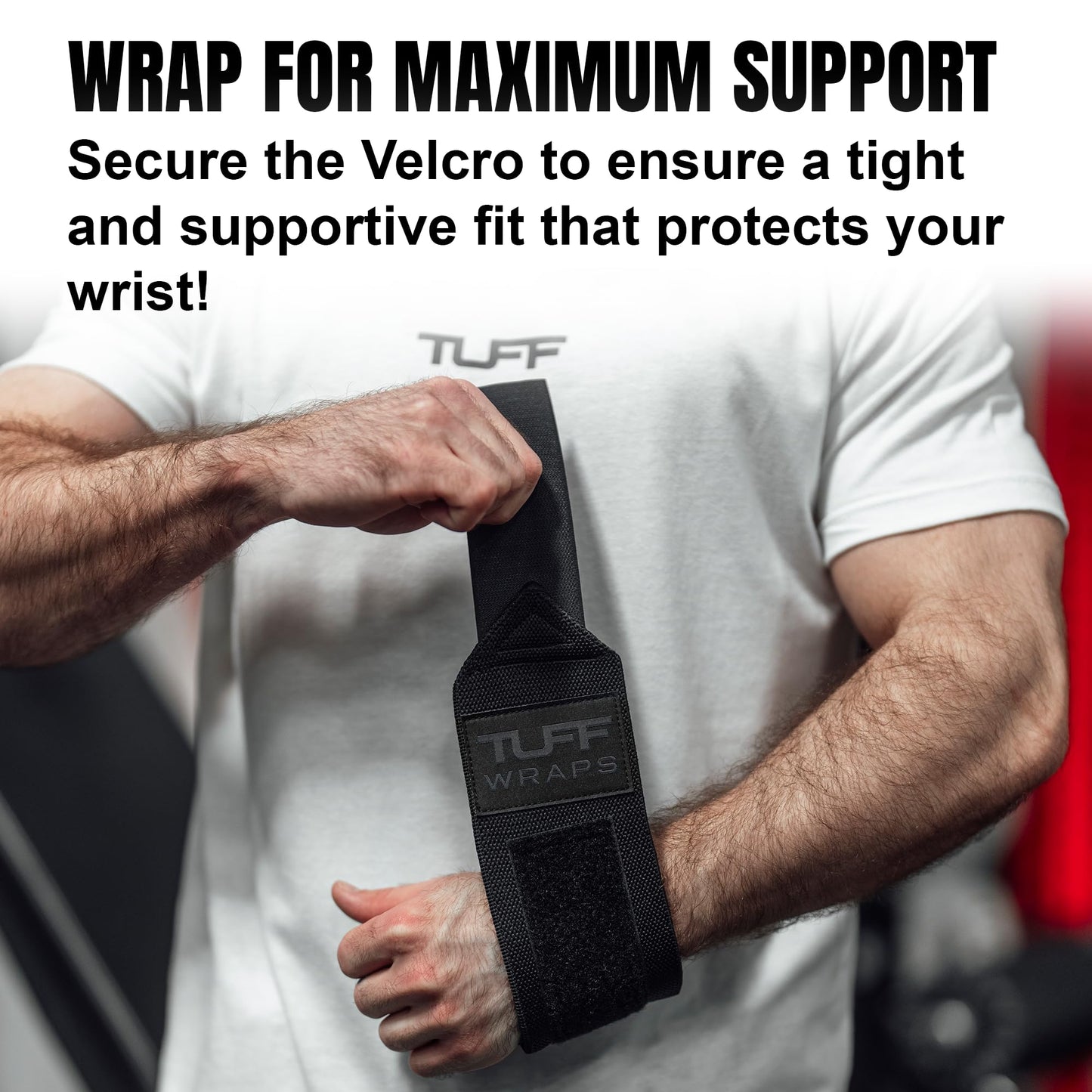 TuffWraps 16" Wrist Straps for Gym - No Thumb Loops - Powerlifting, Weightlifting, and Bench Press Support - Durable Wrist Straps Gym Accessory for Enhanced Wrist Support