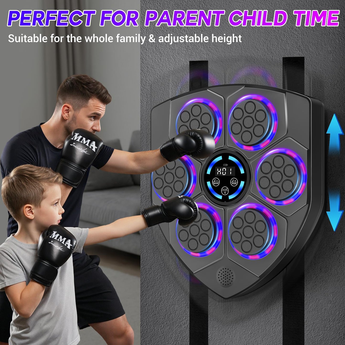 TGLLM Music Boxing Machine, Wall Mounted Boxing Machine with Gloves, Smart Music Punching Target for Kids Adult, LED Electronic Boxing Workout Machine with 9 Modes & 9 Speeds