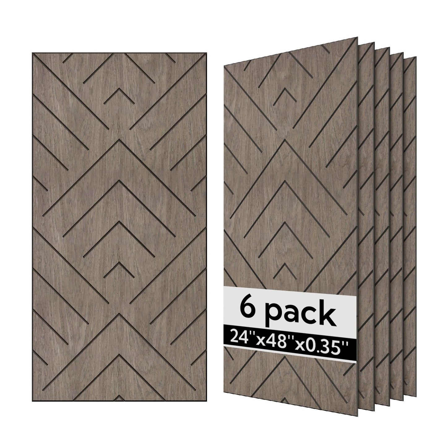 Olanglab Wood Veneer Wall Panels 6 Pack, 24‘’X48‘’ Sound Absorbing Panels for Noise Reduction, Geometric Triangle