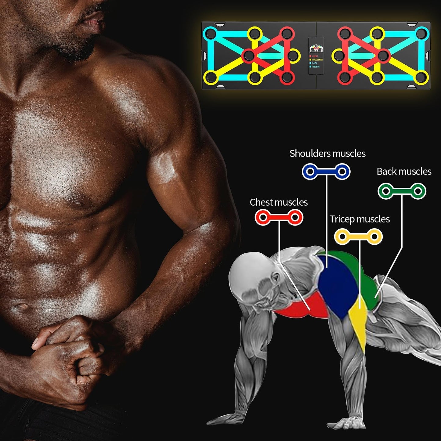 Push Up Board Exercise & Fitness Portable Foldable Strength Training Pushup Stands Home Workout Equipment Multi-Functional Fitness Floor Chest Muscle Exercise for Man and Women