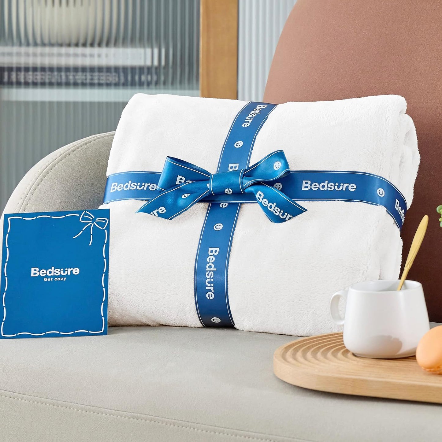 Bedsure GentleSoft Fleece Blanket - Cozy Small Throw for Kids, 43x55 Inches, White